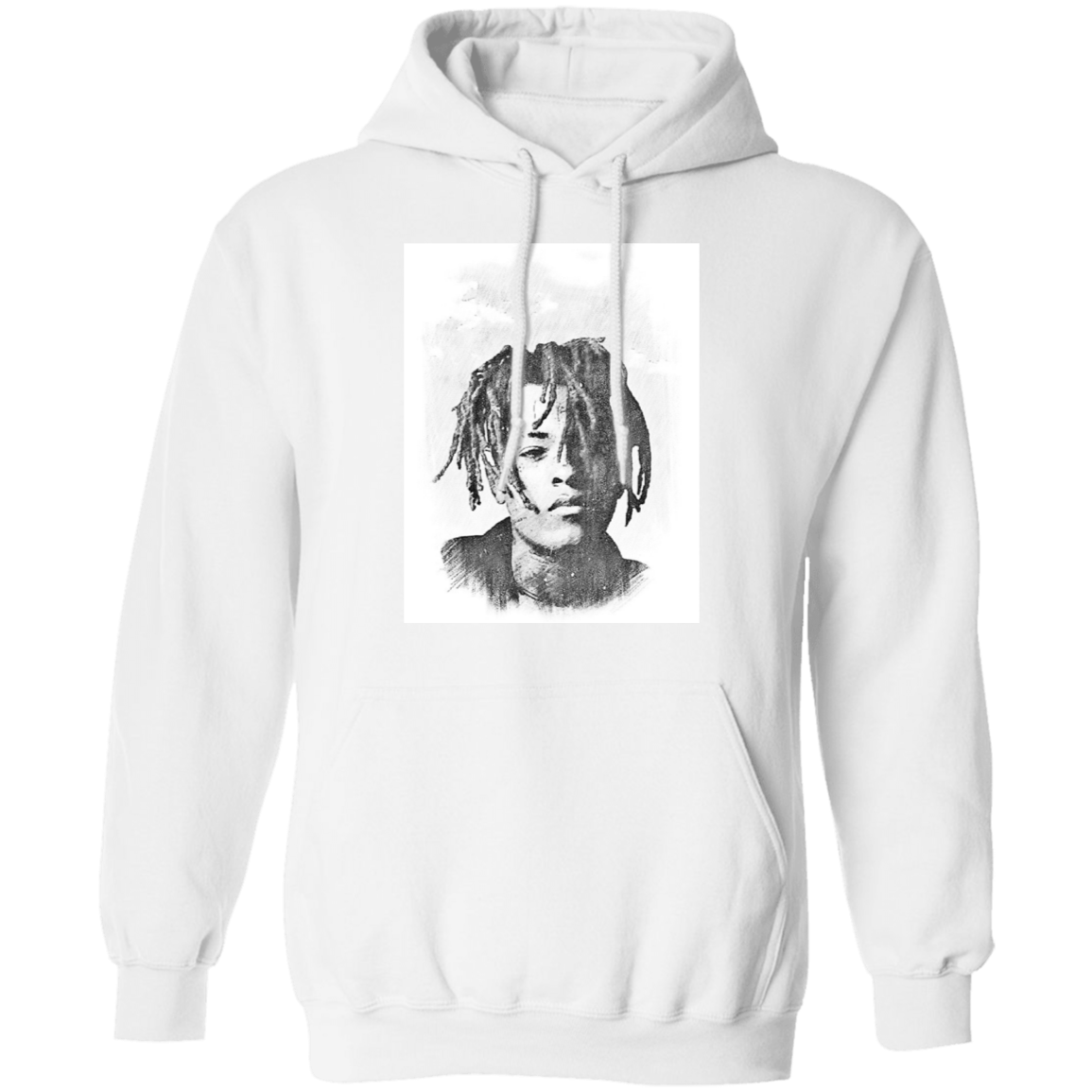xxxtentacion is on the front of a white graphic hoodie
