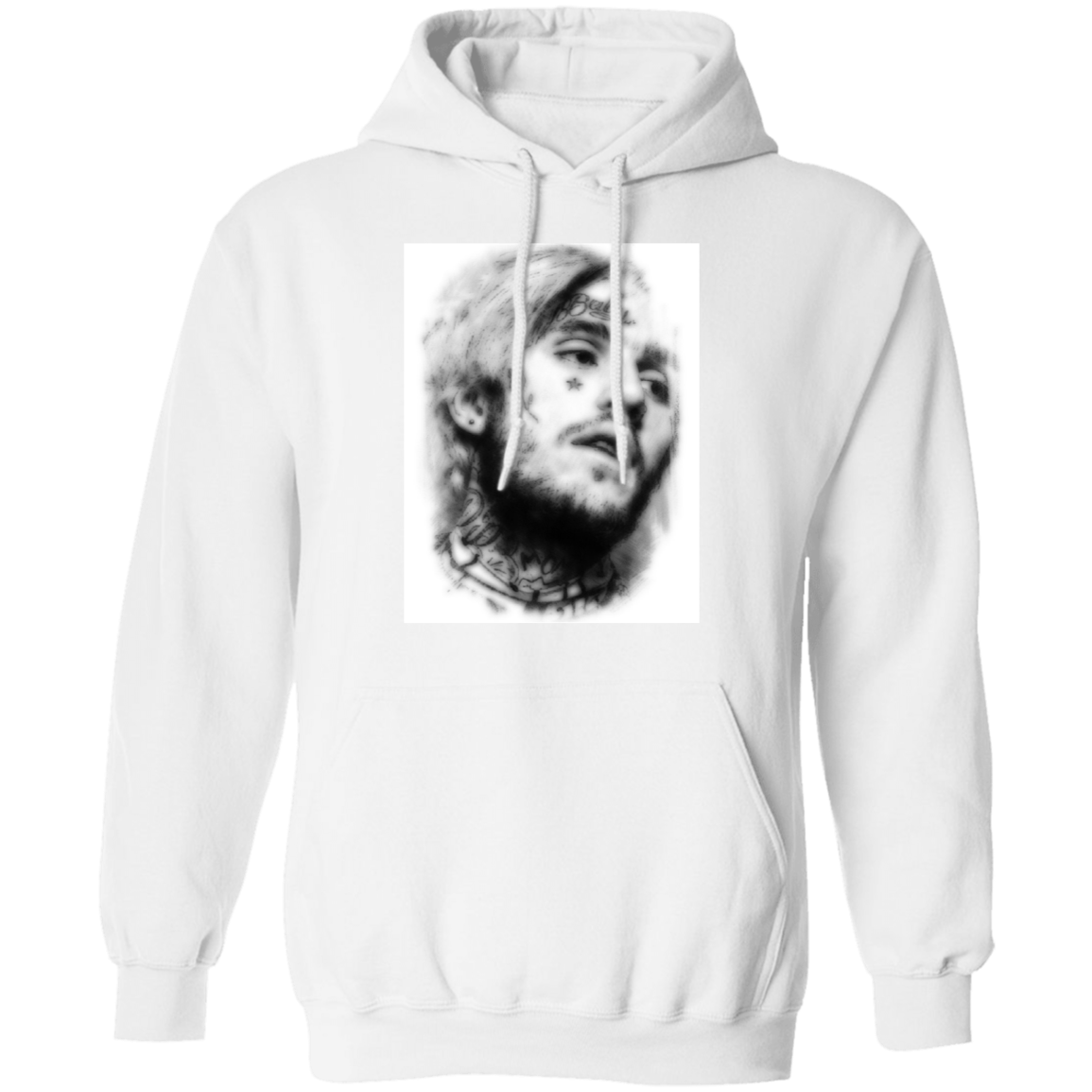white hoodie with lil peep on the front
